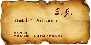Simkó Julianna névjegykártya